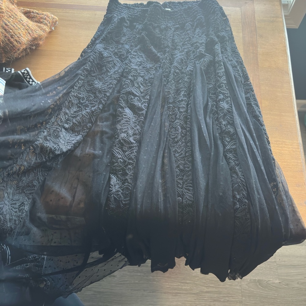 Free People Black Lace Skirt